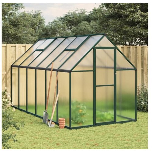 VidaXL Staklenik s okvirom zeleni 334 x 169 x 195 cm aluminijski Slike