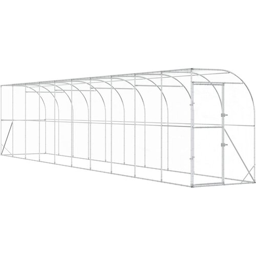  Kavez za piletinu uz zid Srebrna 600 x 150 x 215 cm Slike
