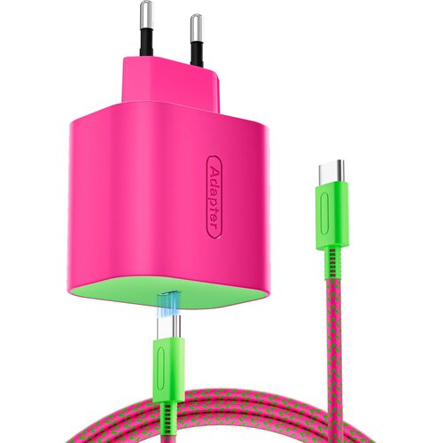  USB-C 60W napajalnik zeleno-vijolične barve za Nintendo Switch 1 &amp;amp; 2 &amp;amp; mobilne telefone TPC Slike