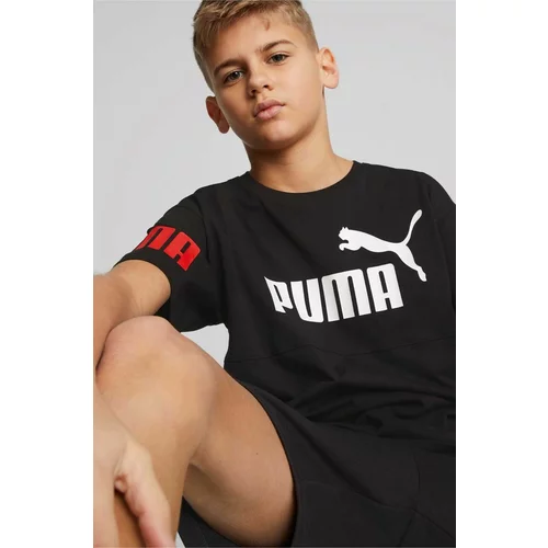 Puma Otroška bombažna kratka majica POWER Tee B črna barva