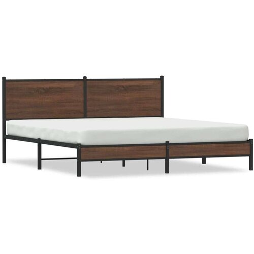 vidaXL Kovinski posteljni okvir z vzglavjem rjavi hrast 183x213 cm, (21322058) Cene