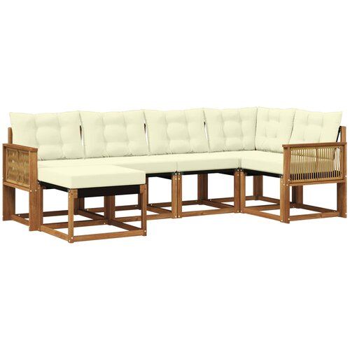 vidaXL Zunanja garnitura za sedenje z blazino 6 pcs Naravna in smetana, (5000281238) Cene