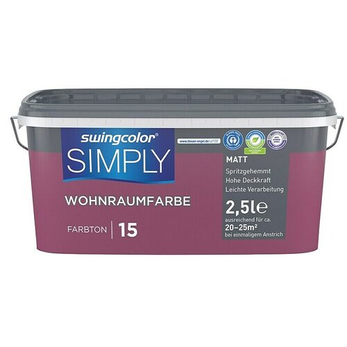 SWINGCOLOR Boja za zid Simply (Crvena – br. 15, Mat, 2,5 l) Cijene