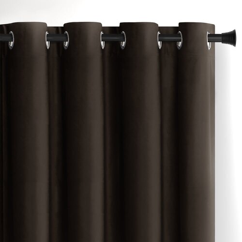 Restilo Rjava žametna zavesa za delno zatemnitev 140x270 cm Eyelets &amp;ndash; Slike