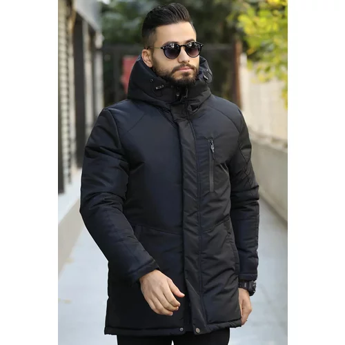 D1fference Men's Black Shearling Inner Winter Coat & Coat & Parka with a Waterproof And Windproof Hood.