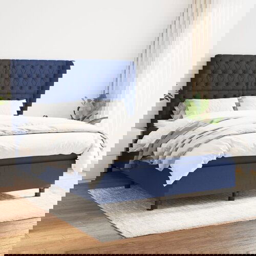  The Living Store Box spring postelja z vzmetnico modra 140x200 cm blago - Box Spring Postelja, (21441600) Slike
