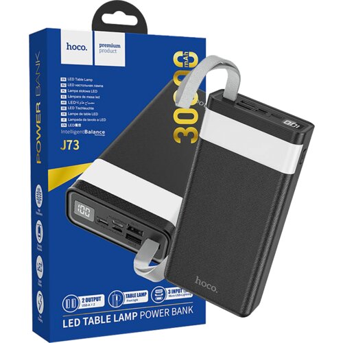 hoco. Power bank 30000mAh, Micro-USB / Tipe-C ulaz, lampa - J73 Powerful, Black Cene