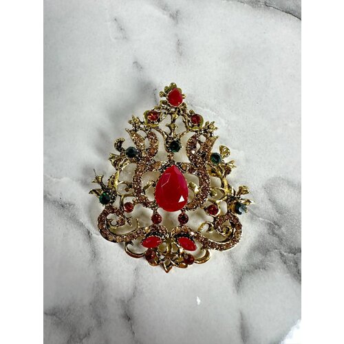 Kesi Brooch XZ459-191 gold + red Slike