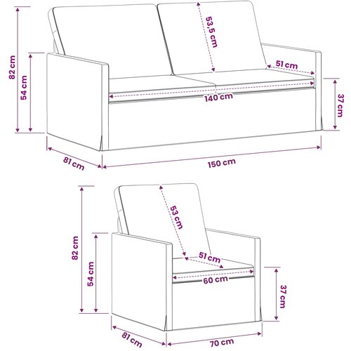  Set sofe 2 pcs Oblačnosiva Tkanina Slike