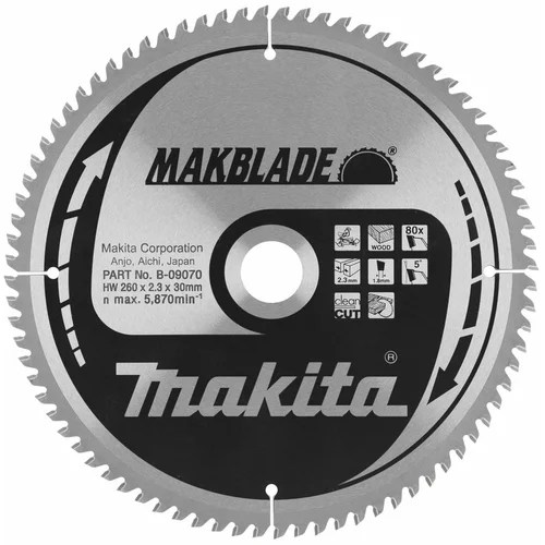 Makita žagin list TCT MAKBlade, 260x30 mm, 80z, B-09070