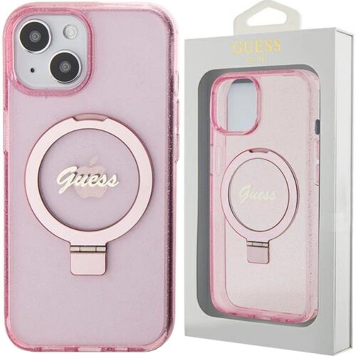 Guess OVITEK RING STAND SCRIPT GLITTER MAGSAFE ZA IPHONE 15 PLUS / 14 PLUS - ROZA, (21833295) Cene