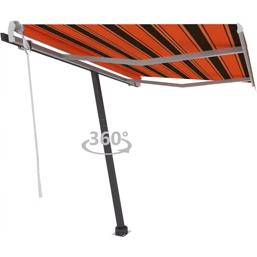 vidaXL Prostostoječa ročno zložljiva tenda 300x250 cm oranžna/rjava