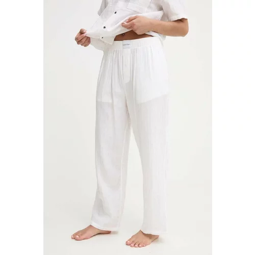 Calvin Klein Underwear Bombažne pižama hlače bež barva, 000QS7140E