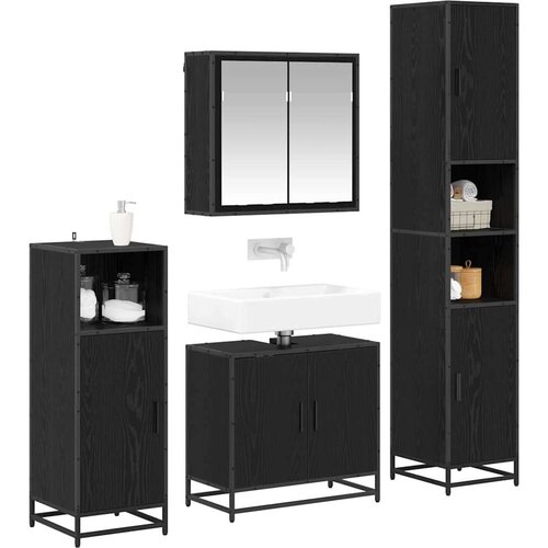 VidaXL set namje&amp;scaron;taja za kupaonicu 4 pcs crni hrast 65 x 33 x 60 cm Slike