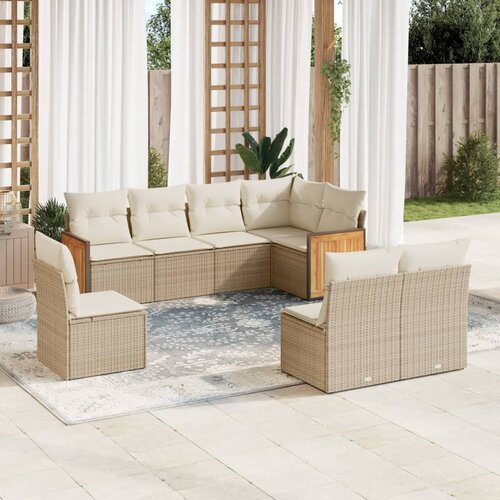 VidaXL 8-dijelni set vrtnih sofa od poliratana s jastucima bež Slike