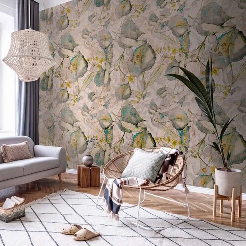  Foto tapeta - Green and yellow autumn souvenirs - floral design with leaves 400x280 Cijene
