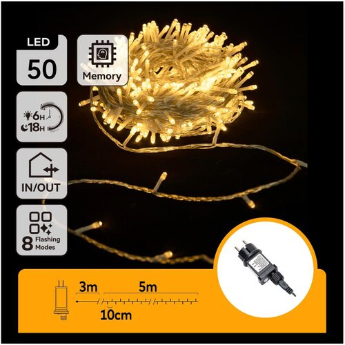 Aigostar led spolja&scaron;nji svetleći lanac 50xLED/8 funkcija 8m IP44 topla bela Cene