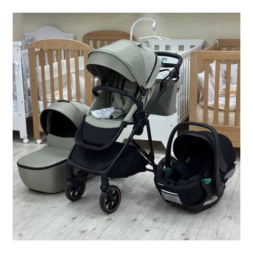 Kikka Boo Kolica Thea 3in1 premium set sa autosedi&amp;scaron;tem I-Xtend I-size i tvrdom korpom Army Green ( KKB20136 XTSET ) Slike