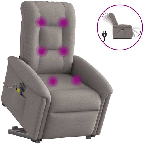 VidaXL Električni masažni naslonjač na podizanje od tkanine smeđesivi Slike
