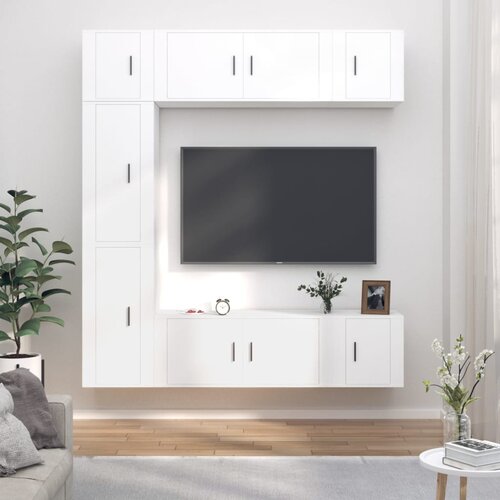 vidaXL Komplet TV omaric 7-delni bel inženirski les Cene