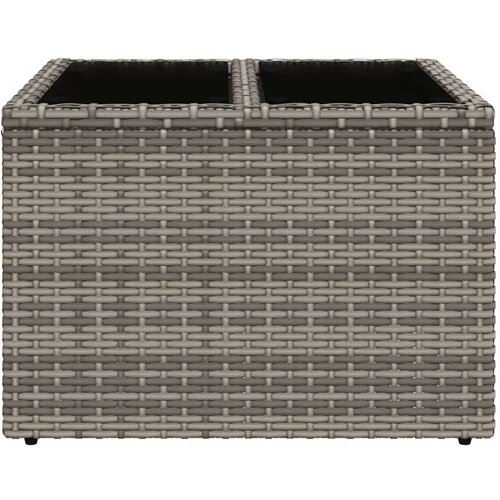 VidaXL vrtni stol sa staklenom pločom sivi 55x55x37 cm od poliratana Slike