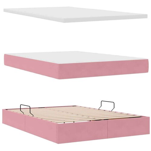 VidaXL Krevet s prostorom za pohranu s LED-om Ružičasta 140 x 200 cm Slike