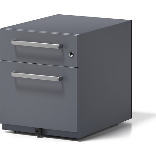 BISLEY Pomični predalnik Note™, 1 predal za obešalne mape, 1 univerzalni predal, VxŠxG 495 x 420 x 565 mm, z ročajem, antracitno siv Cene