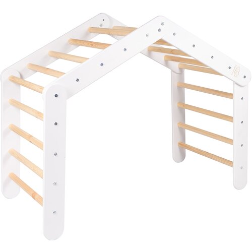 MeowBaby Bijeli trokut za berbu od borovine 61x112x94 cm Montessori - Cene