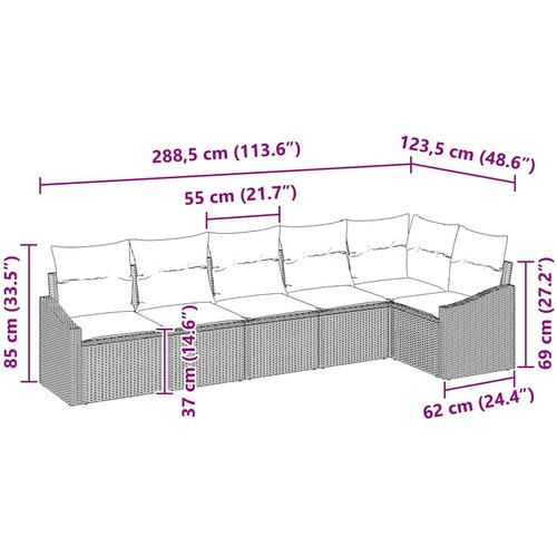  Set sofe 6 kom. Crna poliratan 288,5 x 123,5 x 85 cm Slike