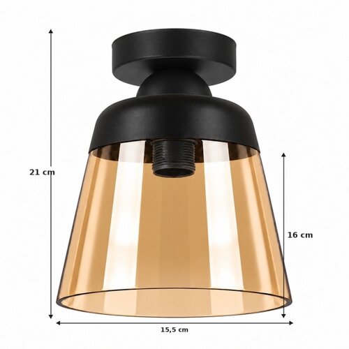  BRILAGI-LED Stropna svetiljka R GLASS 1xE27/60W/230V prečnik 15,5 cm crna/dimljeno bež Slike