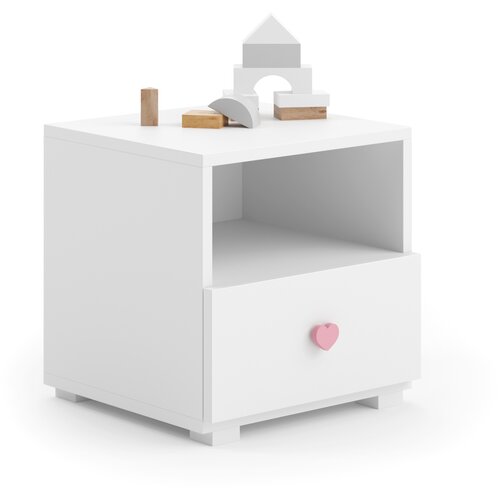 Kobi Furniture Nočna omarica Emi bela - roza ročaj, (20625991) Cene