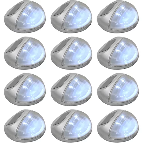 vidaXL Zunanje solarne stenske svetilke LED 12 kosov okrogle srebrne