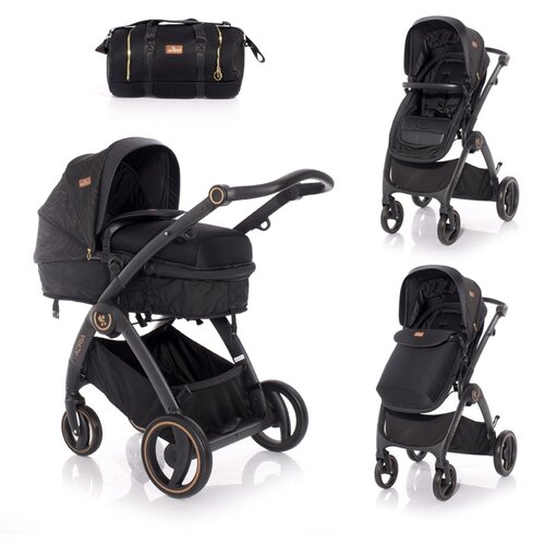 Lorelli ADRIA Kolica Black 2u1 SET: Ko&amp;scaron;ara + Putna Torba + Zimska Navlaka (do 15 kg) Slike