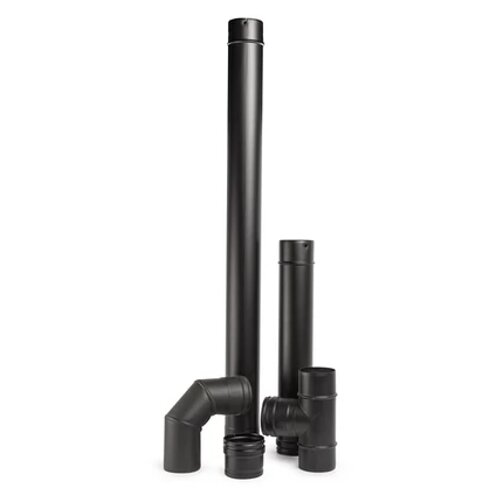  Inoxterm set dimovodnih cevi za pelet peći, 5 delova &amp;ndash; crni &amp;Oslash;80 mm Slike