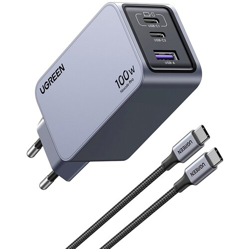 Ugreen Nexode Pro 100W 3-Portni GaN USB polnilec s priloženim 1,5M 100W USB-C polnilnim kablom Cene