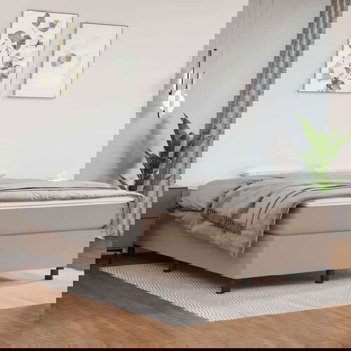  Box spring postelja z vzmetnico kapučino 140x200cm umetno usnje, (20791741) Slike