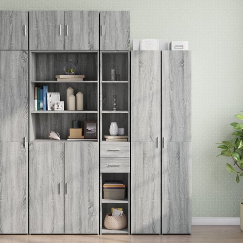 VidaXL Ozka omara za shranjevanje siva sonoma 30x42,5x225 cm inž. les Slike