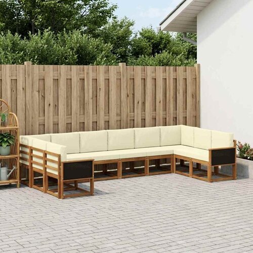 Set vanjskih sofa 10 kom. Prirodna i krem Čvrsto drvo akacije Smeđa 363 x 187,5 x 73 cm Cene