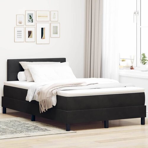  LED Box Spring Krevet s madracem Crna 120 x 190 cm Baršun Cene