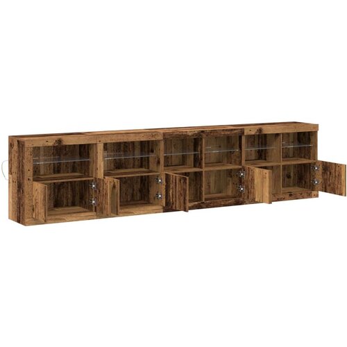  Komoda s LED svjetlima Staro Drvo 283x37x67 cm Tehnički drvo Slike
