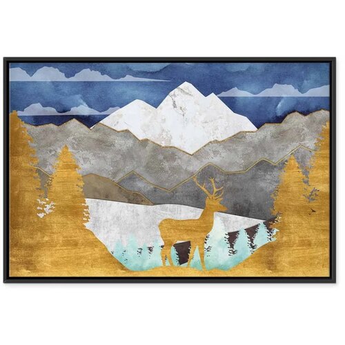  Slika - Golden Land (1 Part) Wide 90x60 U crnom drvenom okviru Cene