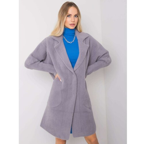 Fashion Hunters Gray alpaca coat with pockets Slike
