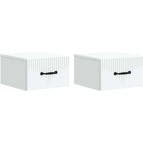  Noćni ormarić za montažu na zid 2 pcs Bijela 34,5 x 33 x 20 cm Slike