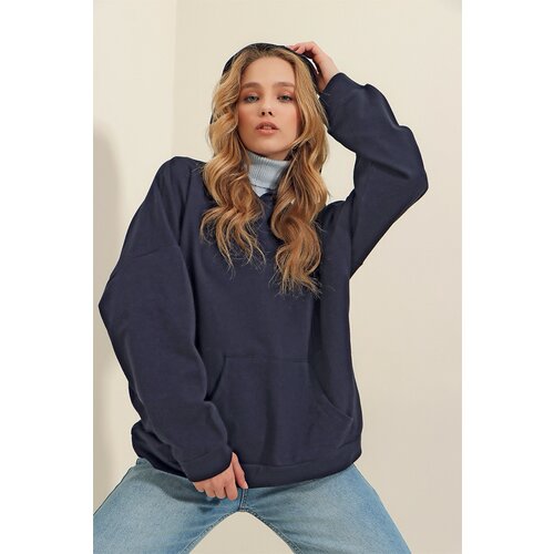 Trend Alaçatı Stili Sweatshirt - Navy blue - Regular fit Slike