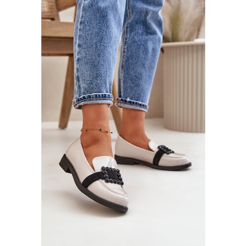 VINCEZA Lacquered Women's Moccasins With Decoration Light Gray 58389 Cijene