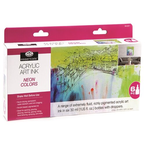 Royal &amp;amp; Langnickel Akrilna tinta Royal &amp;amp; Langnickel neon boje 6 x 30 ml (set tinte) Slike