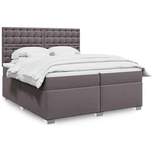 VidaXL Krevet s oprugama i madracem sivi 200x200 cm od umjetne kože Slike