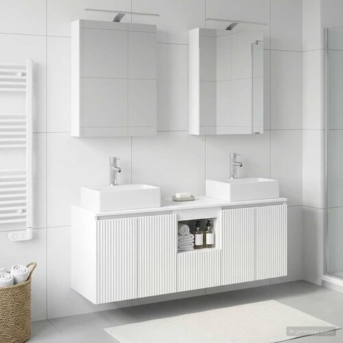  Set ormarića za kupaonicu 5 pcs Bijela Konstruirano drvo Slike