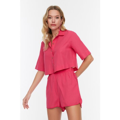 Trendyol fuchsia linen bottom top-suit Cene