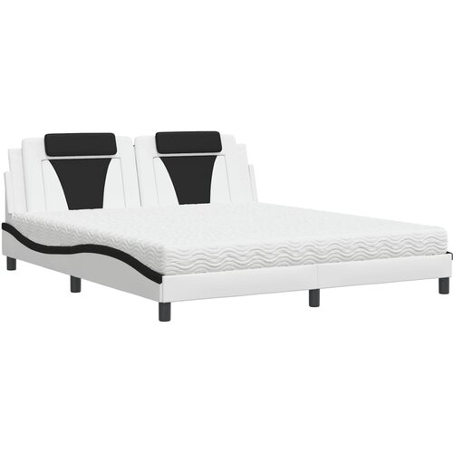 vidaXL Postelja z vzmetnico bela in črna 180x200 cm umetno usnje, (21242949) Cene